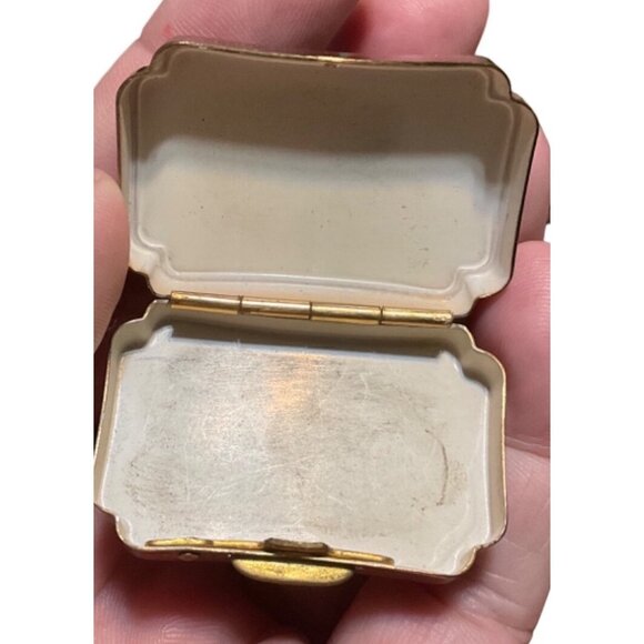 Vintage Stratton England Gold Enamel Compact With Duck Inlay - Picture 7 of 7